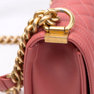 CHANEL SMALL LE BOY BAG PINK LAMBSKIN LEATHER GHW