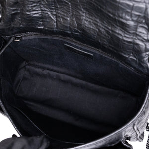 SAINT LAURENT MEDIUM NIKI BAG CROCODILE-EMBOSSED BLACK CALFSKIN BLACK HARDWARE