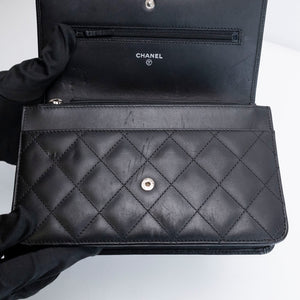 CHANEL CAMBON WALLET ON CHAIN BLACK CALFSKIN SHW