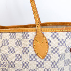 LOUIS VUITTON NEVERFULL MM DAMIER AZUR CANVAS ROSE BALLERINE GHW