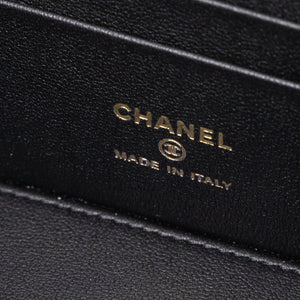 CHANEL LONG VANITY CASE BLACK SHINY CALFSKIN LEATHER GHW  (MICROCHIP)
