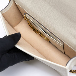 GUCCI DIANA MINI BAG WITH BAMBOO WHITE LEATHER GHW