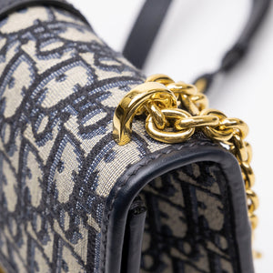 CHRISTIAN DIOR 30 MONTAIGNE EAST WEST BAG WITH CHAIN OBLIQUE JACQUARD BLUE GHW