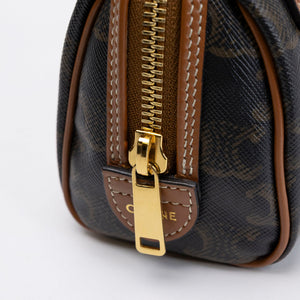 CELINE MINI BOSTON BAG TRIOMPHE CANVAS / CALFSKIN TAN GHW