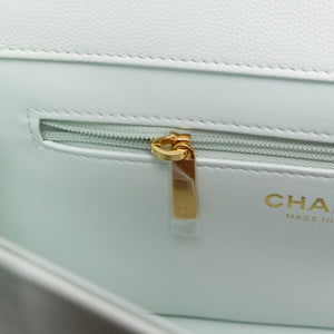 CHANEL PREPPY COCO SMALL FLAP BAG SHINY CAVIAR LIGHT BLUE GHW