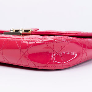 CHRISTIAN DIOR MISS DIOR PROMENADE WALLET ON CHAIN PINK CANNAGE QUILTED PATENT LEATHER GHW