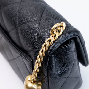 CHANEL COCO LOVE FLAP BAG BLACK CAVIAR GHW (MICROCHIP)