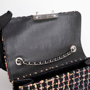 CHANEL TWEED BEAUTY LOCK FLAP BAG MUTICOLOURED BLACK SHW