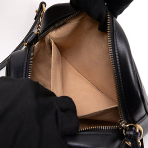 GUCCI GG MARMONT SMALL MATELASSE SHOULDER BAG BLACK CALFSKIN LEATHER GHW