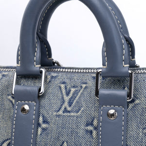 LOUIS VUITTON KEEPALL BANDOULIERE 25 WASHED DENIM CANVAS BLUE SHW