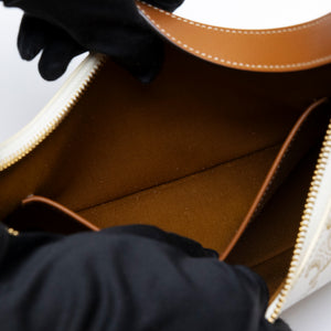 CELINE AVA BAG TRIOMPHE CANVAS/ CALFSKIN WHITE/ BROWN GHW