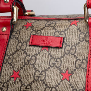 GUCCI GG SUPREME MEDIUM JOY BOSTON BAG BEIGE / RED GHW