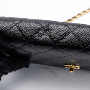 CHANEL CLASSIC WALLET ON CHAIN BAG BLACK CAVIAR GHW (MICROCHIP)