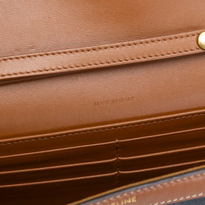 CELINE TRIOMPHE CANVAS CALFSKIN WALLET ON CHAIN TAN GHW