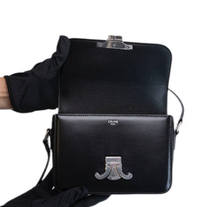 CELINE TEEN TRIOMPHE BAG SHINY CALFSKIN BLACK SHW