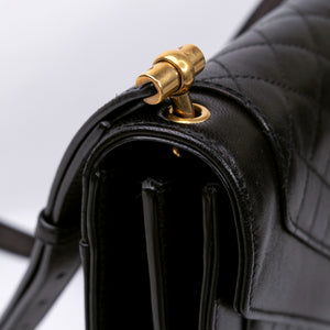 SAINT LAURENT GABY QUILTED SATCHEL BAG BLACK LAMBSKIN LEATHER GHW