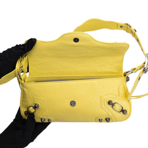 BALENCIAGA SMALL LE CAGOLE SLING SHOULDER BAG YELLOW LAMBSKIN LEATHER SHW
