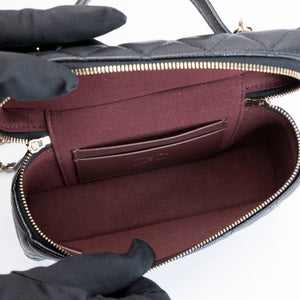 CHANEL TOP HANDLE SLIM VANITY WITH CHAIN BAG BLACK CAVIAR LGHW
