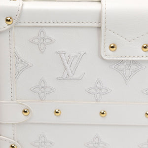 LOUIS VUITTON PETITE MALLE MONOGRAM EMBROIDERED WHITE CALFSKIN GHW