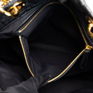 CHRISTIAN DIOR SOFT SHOPPING TOTE BLACK CANNAGE QUILTED LAMBSKIN GHW