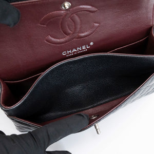CHANEL SMALL CLASSIC DOUBLE FLAP BAG BLACK CAVIAR LEATHER SHW