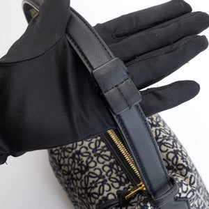 LOEWE CUBI ANAGRAM BAG JACQUARD CANVAS NAVY / BLACK GHW