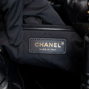 CHANEL MEDIUM 22 BAG SHINY CALFSKIN BLACK GHW (MICROCHIP)