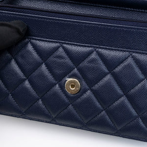 CHANEL CLASSIC WALLET ON CHAIN CAVIAR NAVY GHW (MICROCHIP)