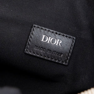 CHRISTIAN DIOR OBLIQUE GALAXY MENS SADDLE BAG BLACK CALFSKIN SHW