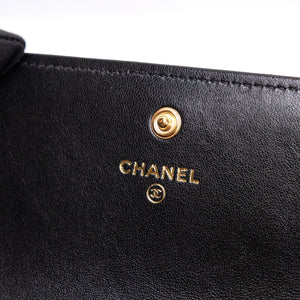 CHANEL 19 LONG FLAP WALLET BLACK LAMBSKIN LEATHER GHW (MICROCHIP)