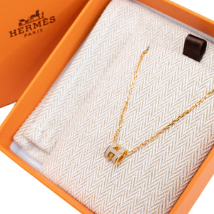HERMES MINI POP H NECKLACE MARRON GLACE GHW