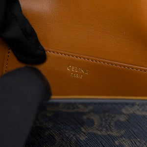 CELINE CLUTCH ON STRAP TABOU TRIOMPHE CANVAS / CALFSKIN TAN GHW