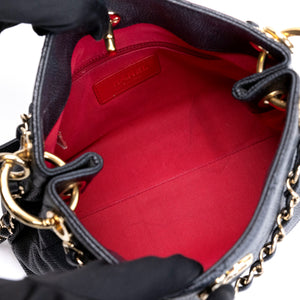 CHANEL SMALL CITY WALK HOBO BLACK CAVIAR QUILTED LEATHER GHW