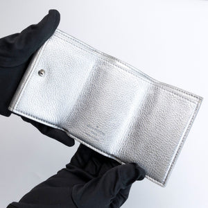 LOUIS VUITTON LOCK MINI TRIFOLD WALLET SILVER LEATHER SHW (MICROCHIP)