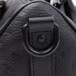 LOUIS VUITTON KEEPALL BANDOULIERE 25 MONOGRAM BLACK TAURILLON LEATHER BLACK HARDWARE