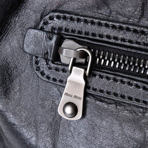 MIUMIU TOTE BAG CALFSKIN LEATHER BLACK
