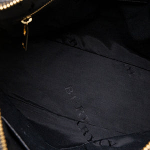 BURBERRY SMALL LEDBURY HOBO SATCHEL BLACK GRAINED CALFSKIN LEATHER GHW