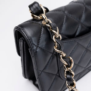 CHANEL 25B CLASSIC FLAP MATELASSE CHAIN STRAP MINI BAG BLACK LAMBSKIN LGHW