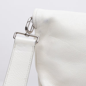 BALENCIAGA SOFT FLAP BAG WHITE CALFSKIN LEATHER SHW