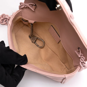 GUCCI SUPER MINI GG MARMONT PINK CALFSKIN LEATHER TONAL ENAMELLED HARDWARE