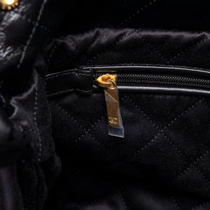 CHANEL SMALL 22 BAG BLACK SHINY CALFSKIN LEATHER GHW (MICROCHIP)