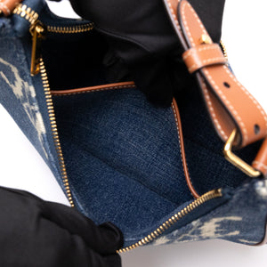 CELINE MEDIUM AVA BAG TRIOMPHE DENIM NAVY/ TAN. GHW