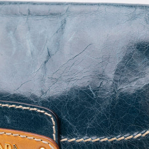 PRADA VITELLO SHINE CHAIN SHOULDER BAG BLUE GHW