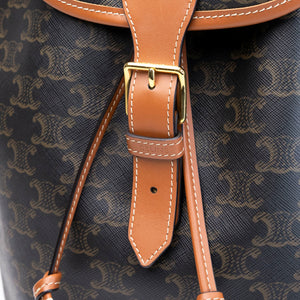CELINE MEDIUM BACKPACK FOLCO IN TOILE TRIOMPHE CANVAS / CALFSKIN GHW