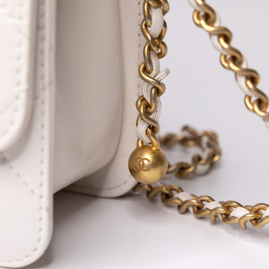 CHANEL 24C GOLD CRUSH MINI FLAP BAG WHITE CALFSKIN GHW (MICROCHIP)