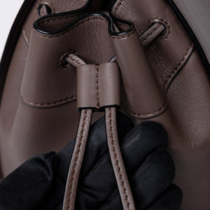 LOEWE MINI HAMMOCK DRAWSTRING BAG GRAINED CALF SKIN DARK TAUPE SHW