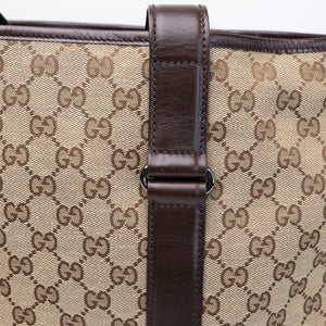 GUCCI GG CANVAS TOTE BAG BEIGE GHW