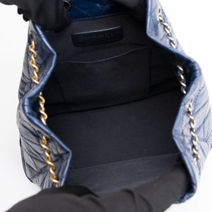 CHANEL SMALL GABRIELLE BACKPACK AGED CALFSKIN NAVY BLUE / BLACK RUTHENIUM HARDWARE