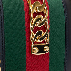 GUCCI MINI SYLVIE CHAIN BAG BLACK CALFSKIN GHW