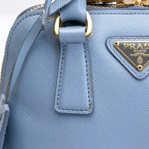 PRADA SAFFIANO LUX LEATHER MINI BAG BLUE GHW